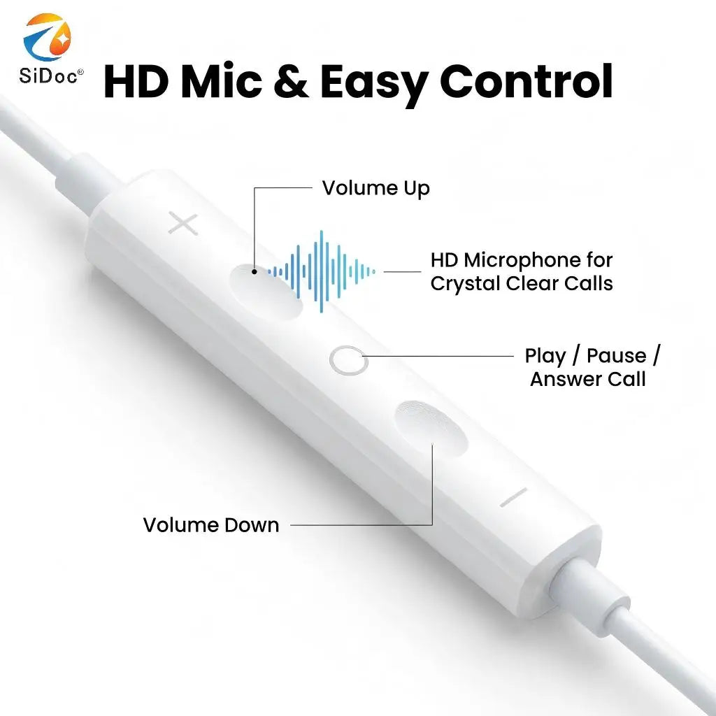 New high fidelity analytical voice with clear and adjustable volume wired headphones, suitable for direct use on mobile phones