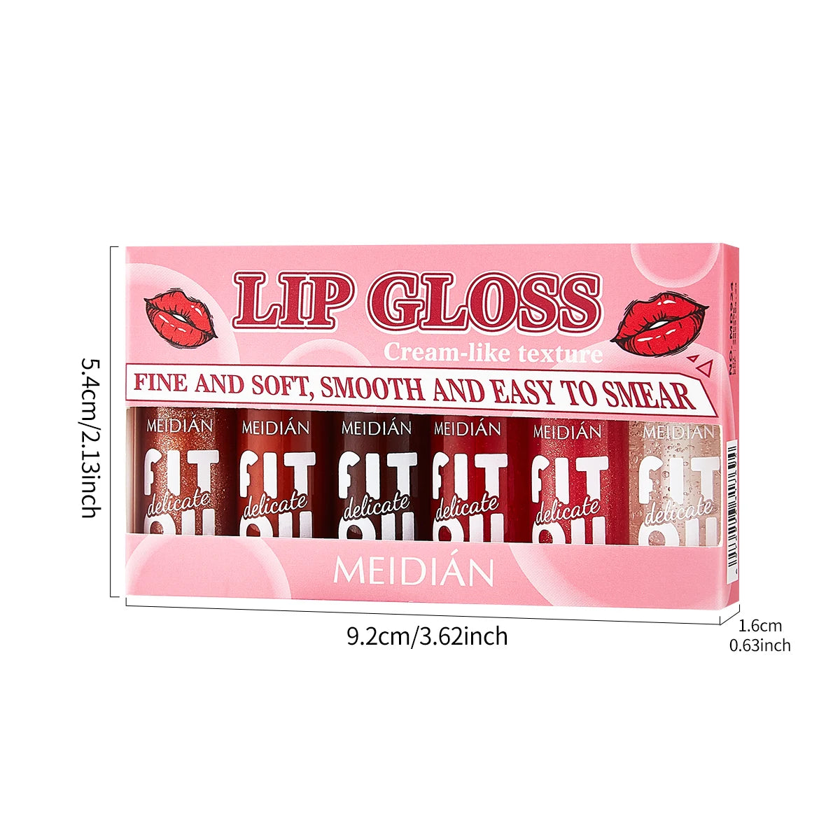 6-pack moisturizing and brightening lip oil set, berry color, waterproof and sweat proof, ideal Christmas gift for girls