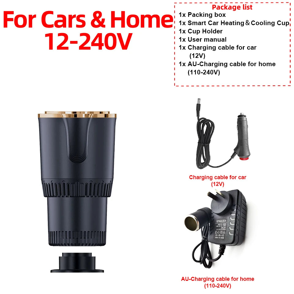 2 in 1 Smart Car Home Thermo Electric Cup Fast Cooling Heating Drink Warmer Cooler Large Screen Big Buttons 12V Plug and Play