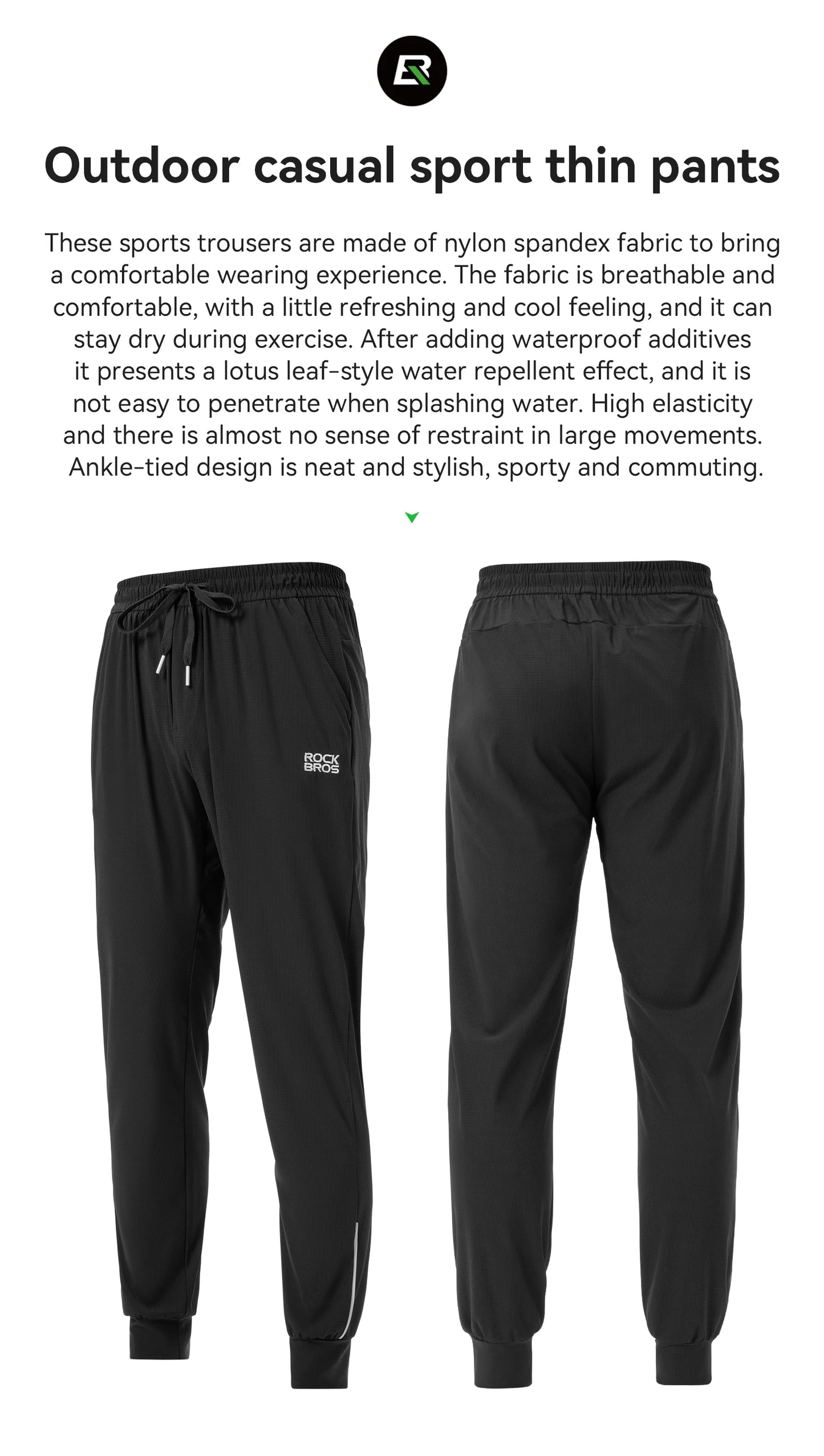 ROCKBROS Summer Sport Thin Pants Running Outdoor Long Trousers Breathable Fitness Casual Riding Bicycle Pants Daily Sweatpants