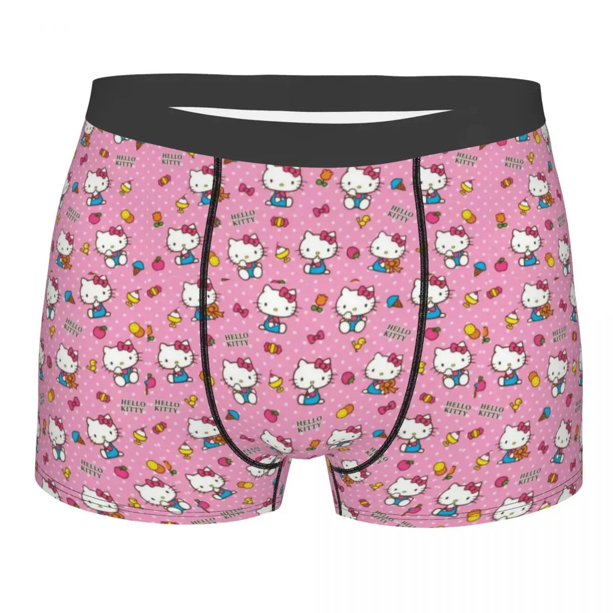 Custom Cartoon Cute Hello Cat Mangas Underwear Men Print Classical Boxer Shorts Panties Briefs Breathable Underpants