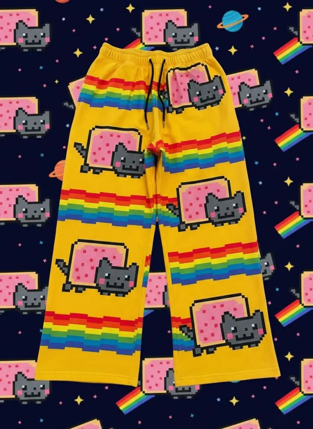 Nyan Cat Sweatpants Y2k Pants Baggy Men Elastic Waist American Streetwear Hip Hop Vintage Joggings Casual Pants Men Clothing