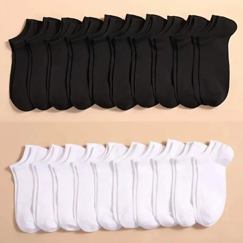 10 or 20pairs Unisex Casual Plain Color Boat Socks Thin Breathable Comfy Anti-odor Low Cut Ankle Socks for Men Women Lightweight