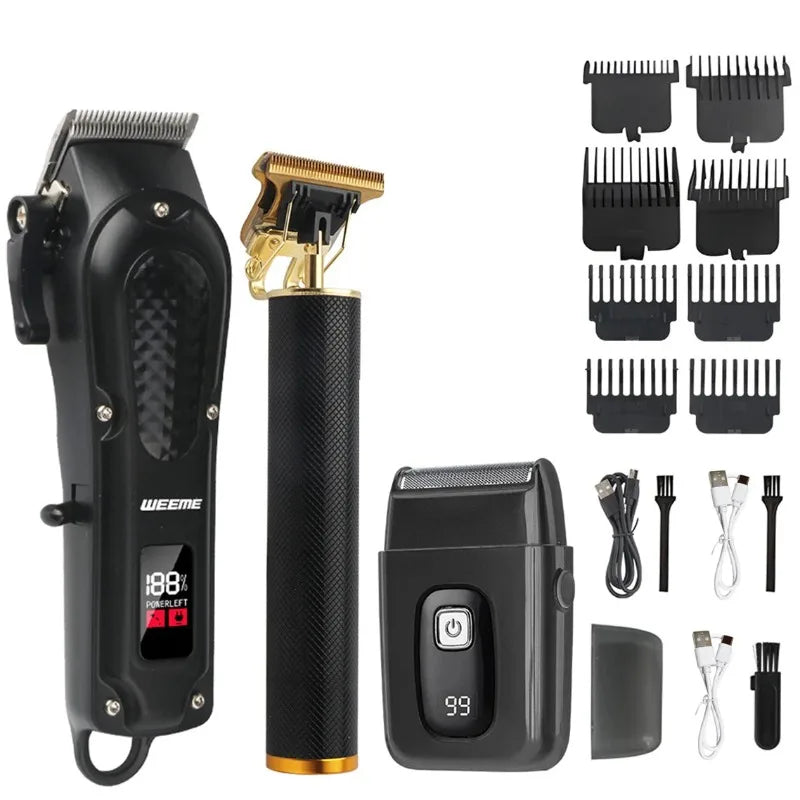 Vintage T9 Machine Electric Professional Hair Clippers Beard Clipper Rechargeable Men's Shaver Hair Trimmer Kit Boyfriend Gift