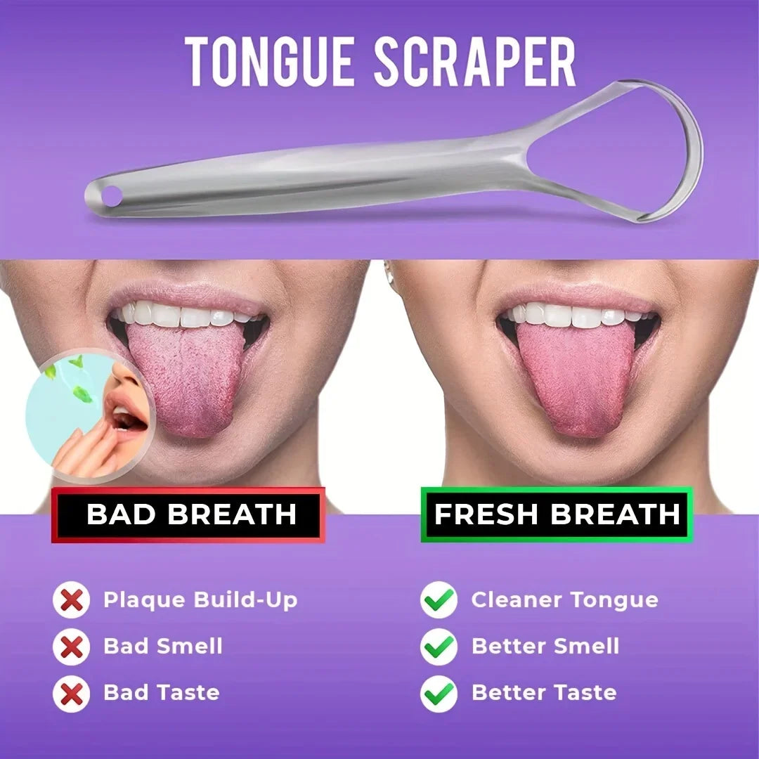 Stainless Steel Tongue Scrapers with Large Case, Tongue Scraper, Tongue Coating Scraper, Odorless,Exquisite gift box packaging
