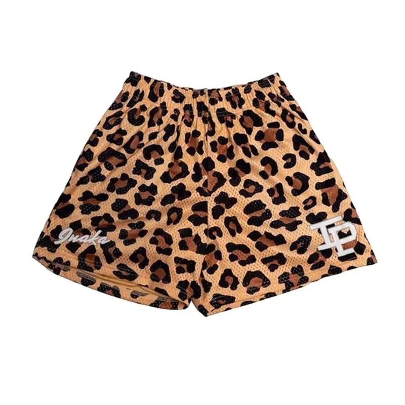 Summer Men's INAKA IP Animal Print Mesh Shorts Drawstring Elastic Waist Breathable Quick Dry Gym Workout Fitness Casual Pants