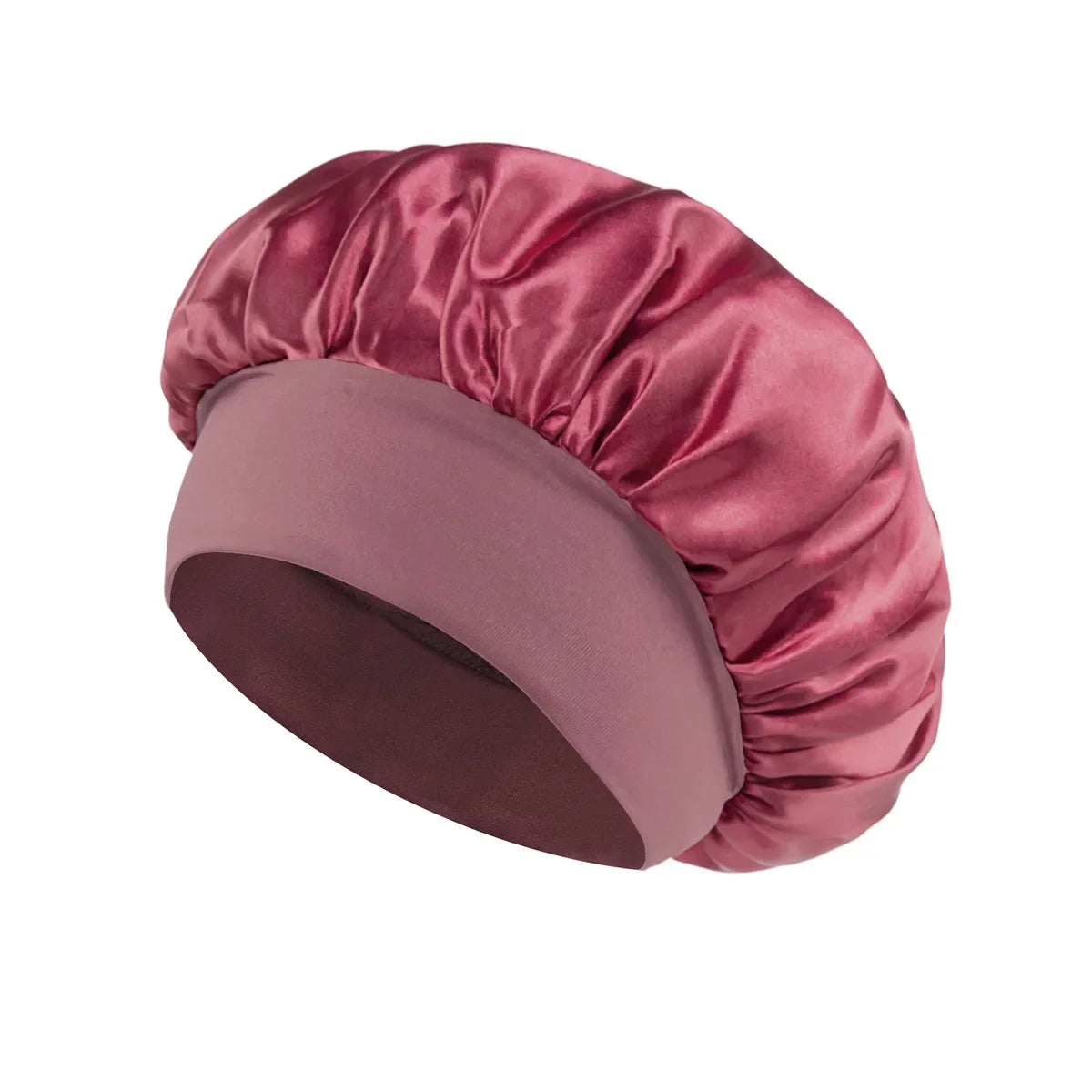 Satin Sleep Bonnet – Wide-Brim Hair Care Hat with Elastic Band