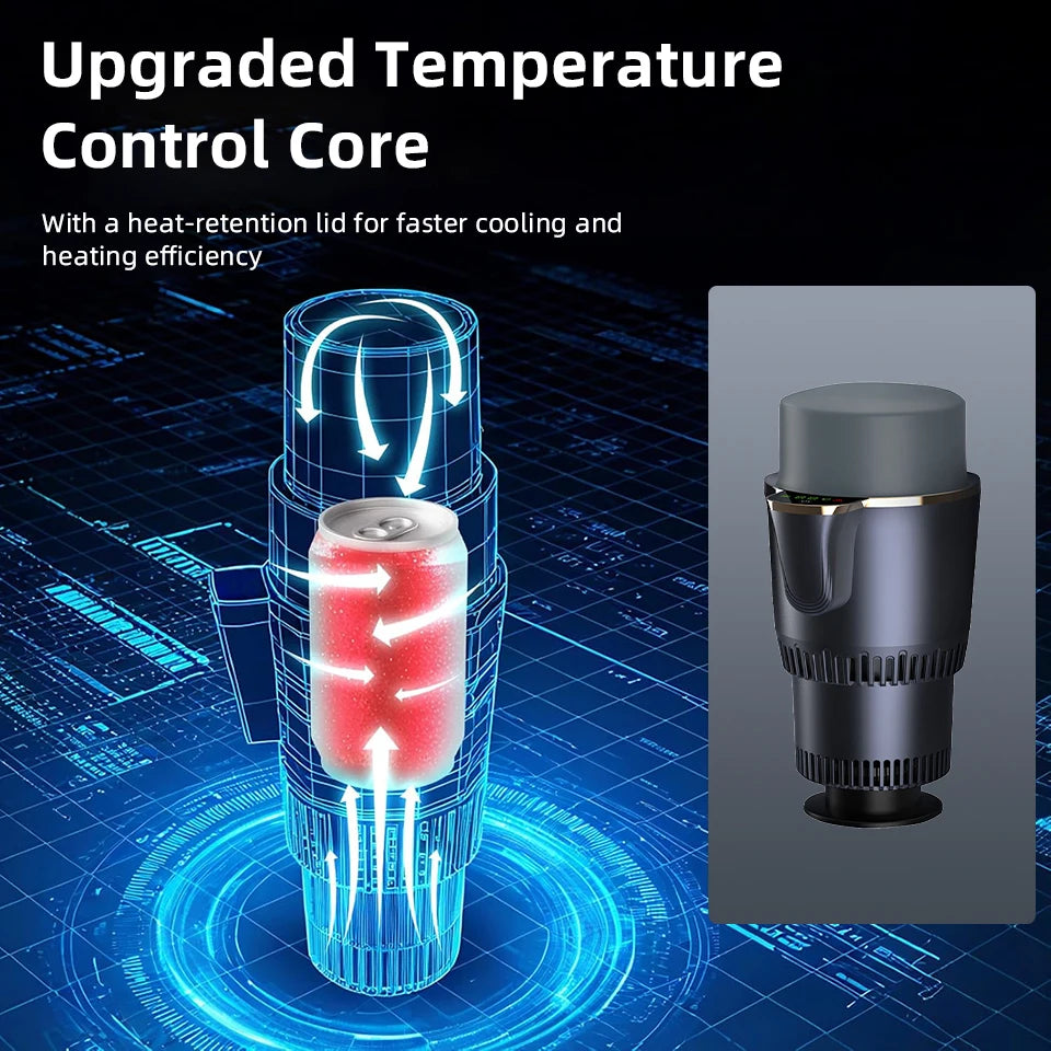 2 in 1 Smart Car Home Thermo Electric Cup Fast Cooling Heating Drink Warmer Cooler Large Screen Big Buttons 12V Plug and Play