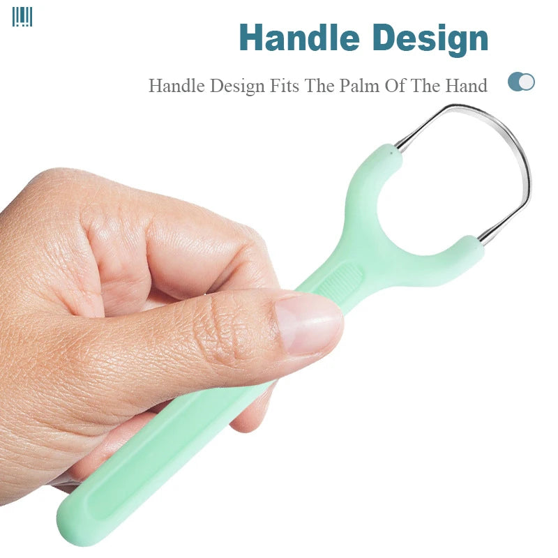 Stainless Steel Tongue Scraper Set For Adult Ergonomic Metal Tongue Cleaner Oral Brush U-shape Easy To Clean Reduce Bad Breath