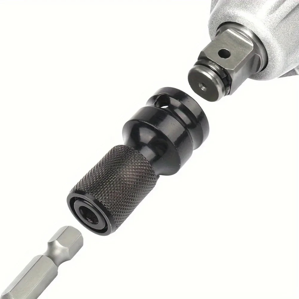 1pc Impact Wrench to Drill Adapter 1/2 to 1/4 Hex Converter Socket Extension Bit Holder for Electric Wrench and Power Tools