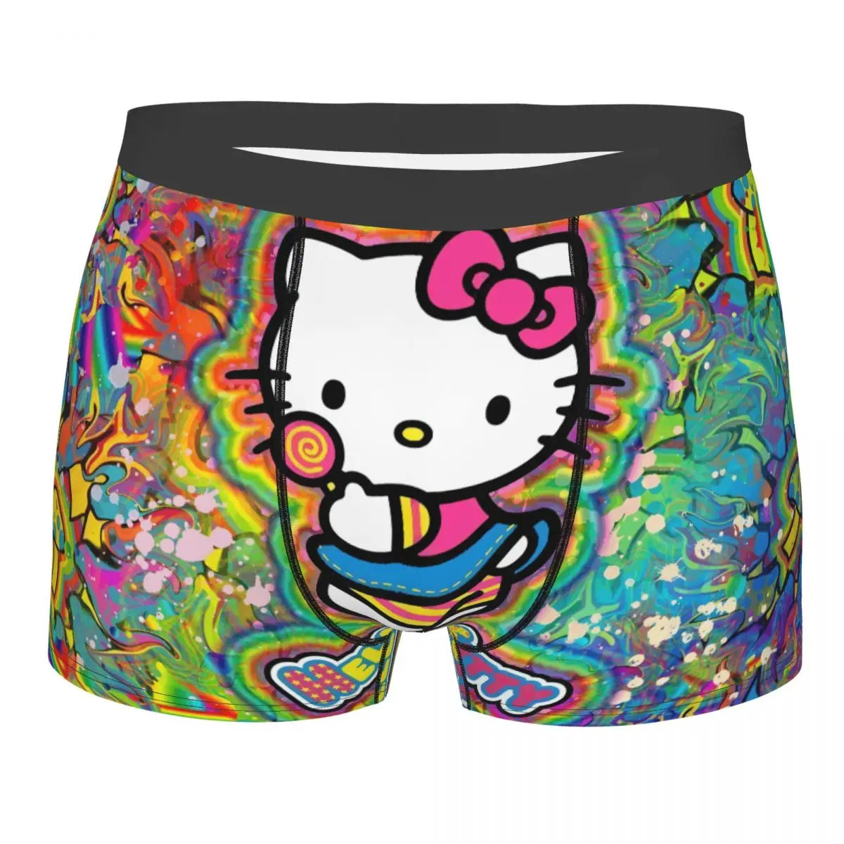 Custom Cartoon Cute Hello Cat Mangas Underwear Men Print Classical Boxer Shorts Panties Briefs Breathable Underpants