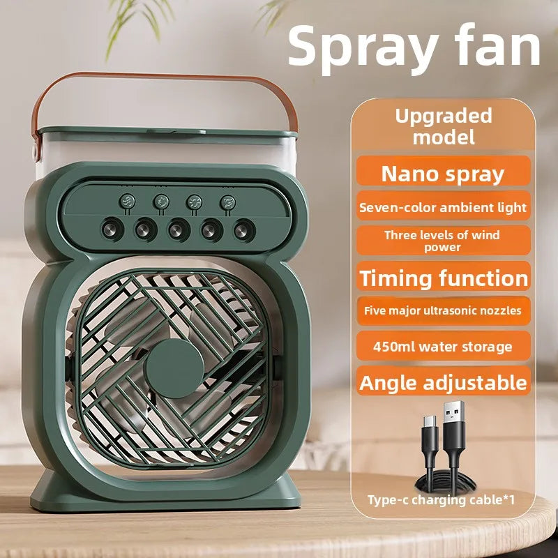 2025 USB Spray Fan Desktop Night Light Humidifier Outdoor Office Water Replenishment and Spray Fan in One Fan all the year round