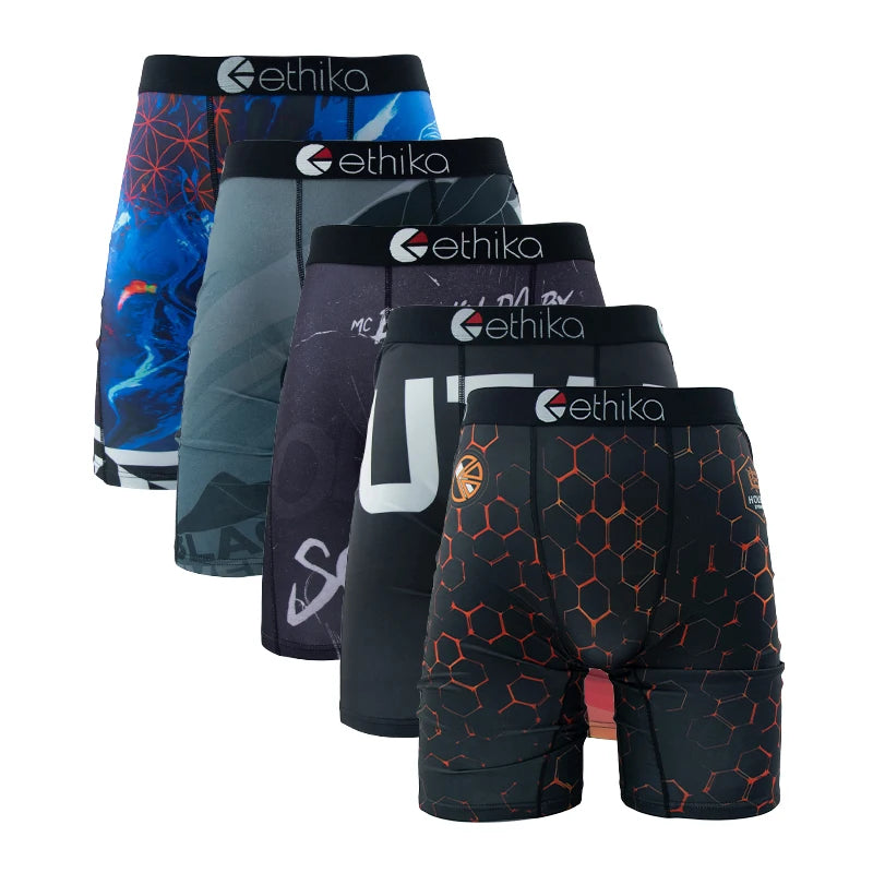 5-Pack Men's Breathable Mesh Boxer Briefs – Plus Size L-3XL Swim Trunks Underwear