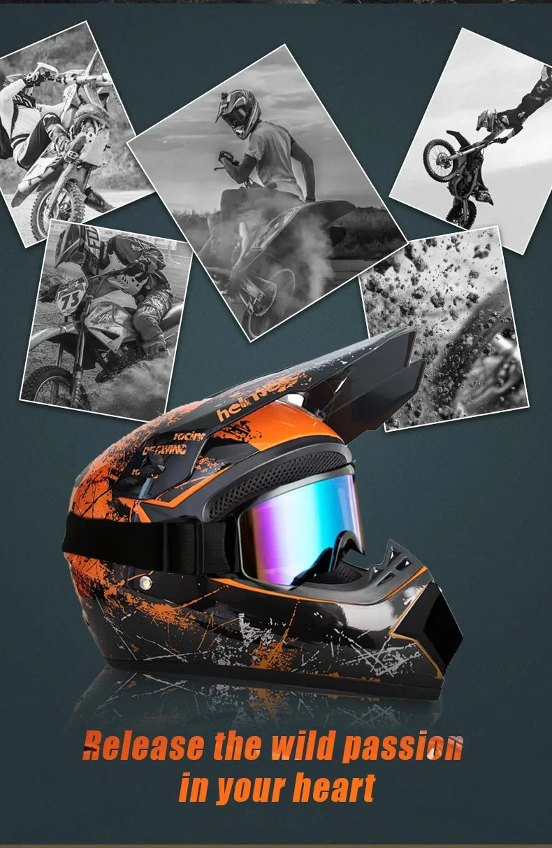 Kids Off-Road Champion Helmet DOT Certified Full Face MX & Dirt Bike Helmet w/ Goggles