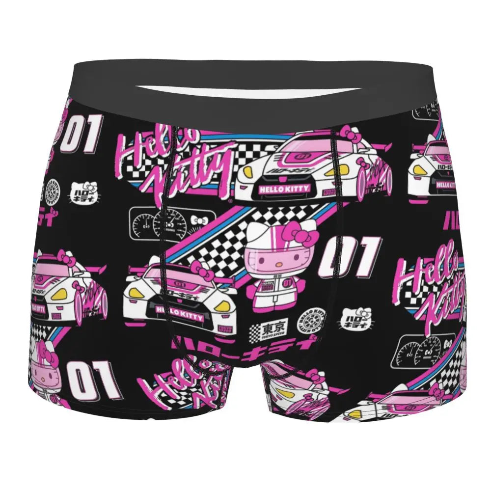Custom Cartoon Cute Hello Cat Mangas Underwear Men Print Classical Boxer Shorts Panties Briefs Breathable Underpants