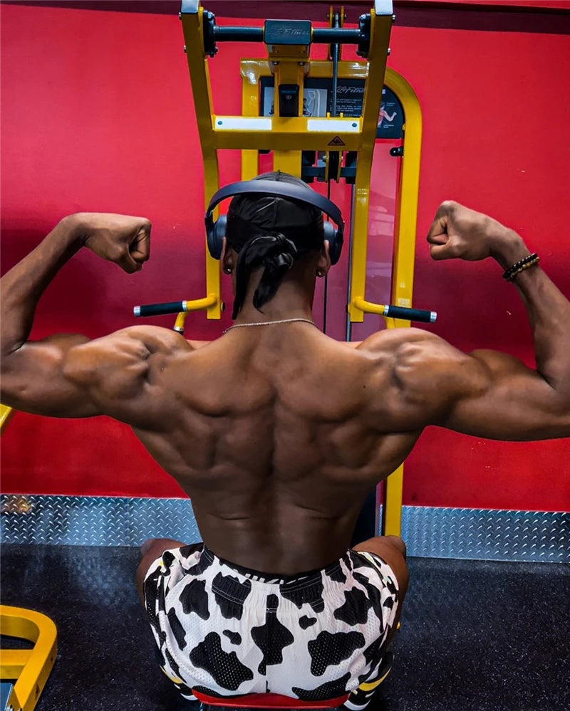 Summer Men's INAKA IP Animal Print Mesh Shorts Drawstring Elastic Waist Breathable Quick Dry Gym Workout Fitness Casual Pants