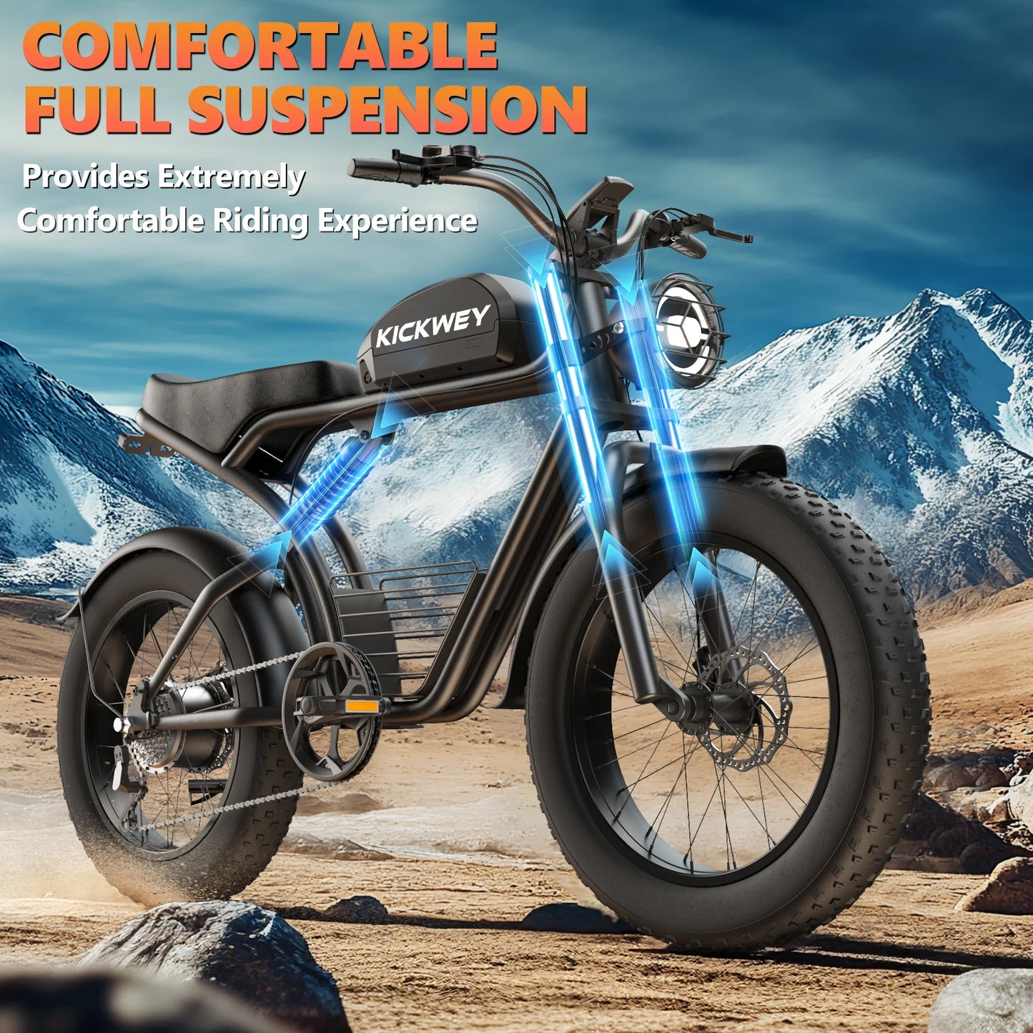 KICKWEY K7 Electric Bike, Off-Road Electric bicycle, Full Suspension E-Bike, 20" Fat Tire All-Terrain Electric Dirt bike, Ebike