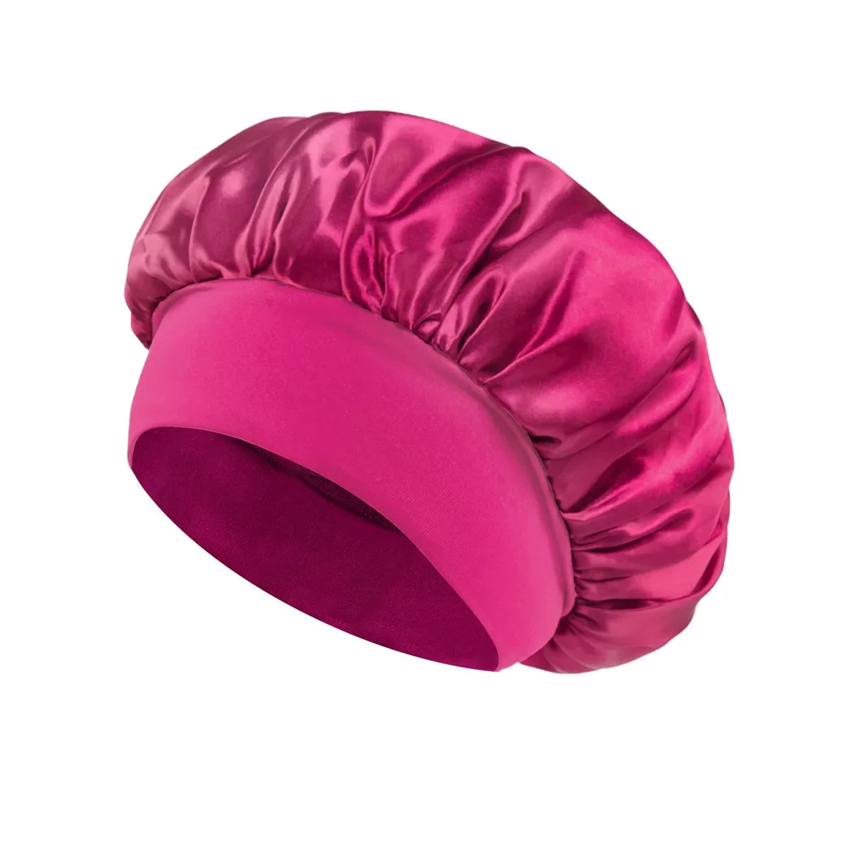 Satin Sleep Bonnet – Wide-Brim Hair Care Hat with Elastic Band
