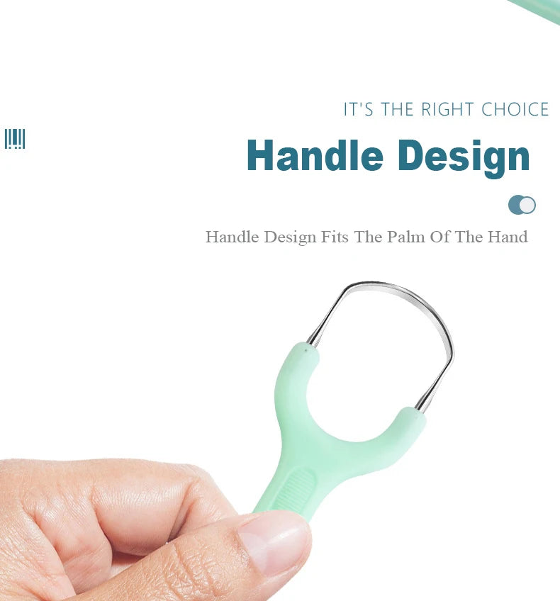 Stainless Steel Tongue Scraper Set For Adult Ergonomic Metal Tongue Cleaner Oral Brush U-shape Easy To Clean Reduce Bad Breath