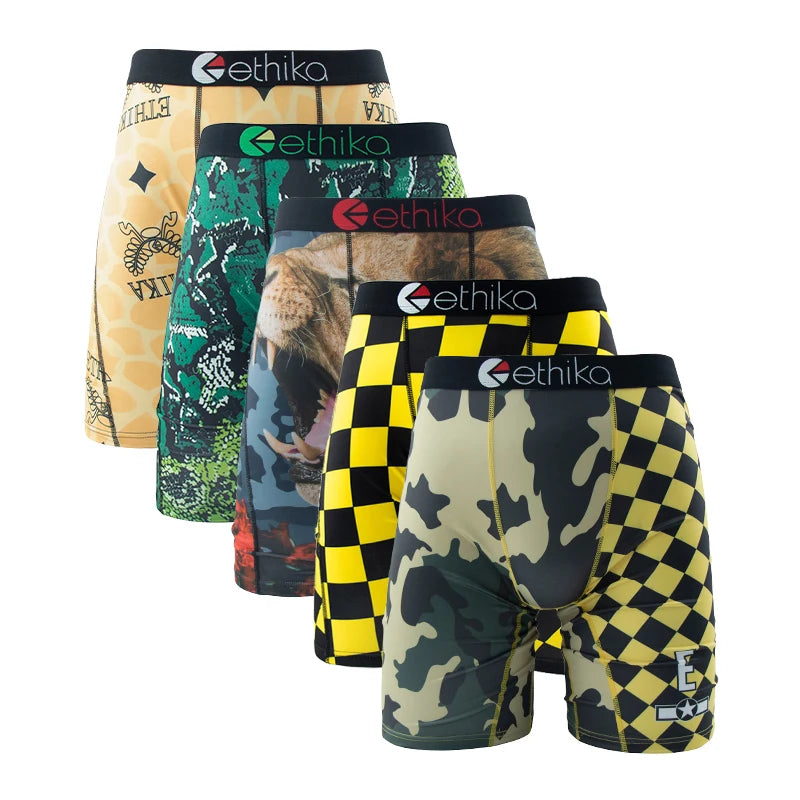 5-Pack Men's Breathable Mesh Boxer Briefs – Plus Size L-3XL Swim Trunks Underwear
