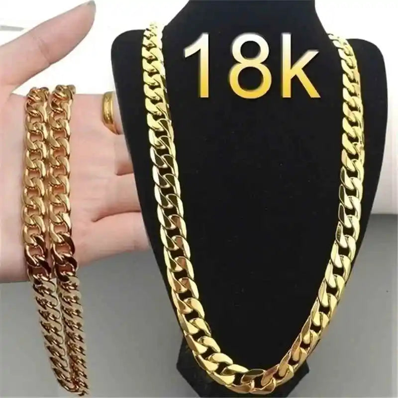 Special offer 18K gold Necklaces 925 Stamp Silver color Classic 8MM50CM sideways chain for Men woman fine Jewelrys Wedding party