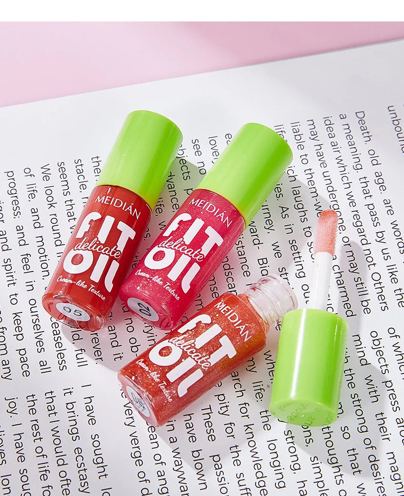 6-pack moisturizing and brightening lip oil set, berry color, waterproof and sweat proof, ideal Christmas gift for girls