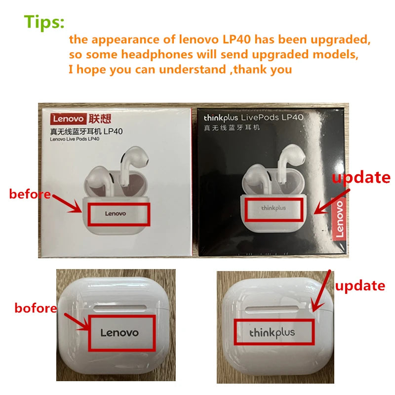 Lenovo LP40 Wireless Earbuds | TWS Bluetooth Earphones with Touch Control