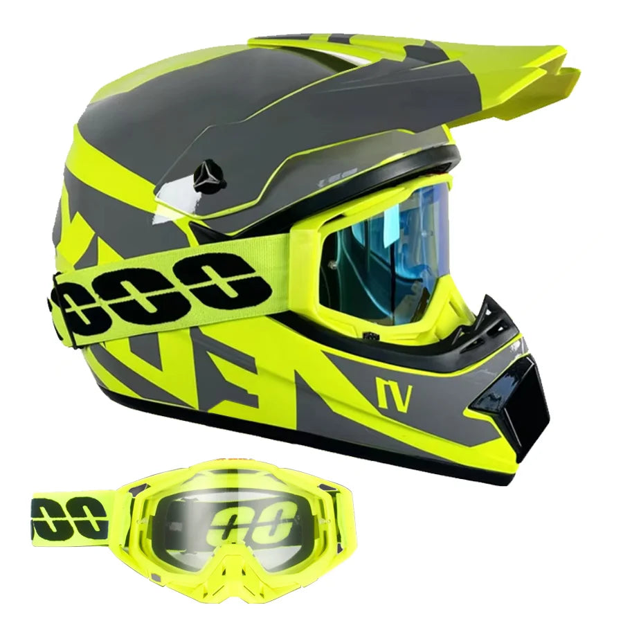 Kids Off-Road Champion Helmet DOT Certified Full Face MX & Dirt Bike Helmet w/ Goggles