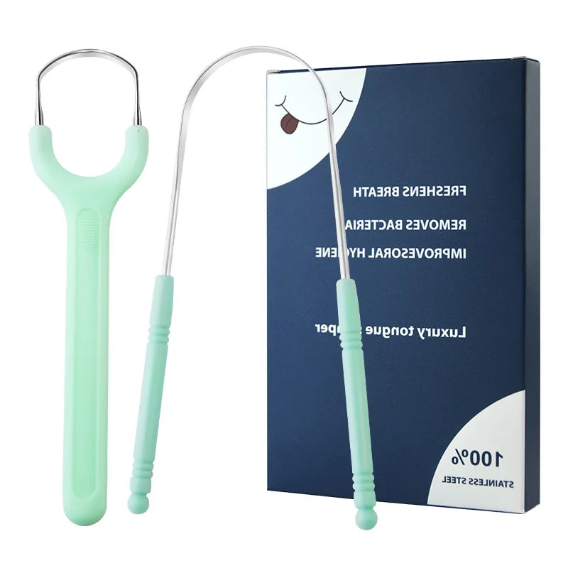 Stainless Steel Tongue Scraper Set For Adult Ergonomic Metal Tongue Cleaner Oral Brush U-shape Easy To Clean Reduce Bad Breath