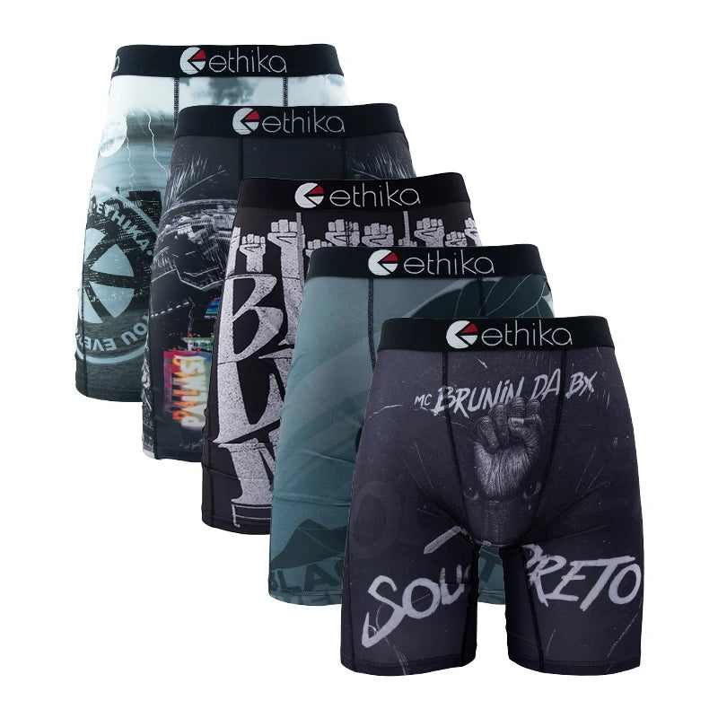 5-Pack Men's Breathable Mesh Boxer Briefs – Plus Size L-3XL Swim Trunks Underwear