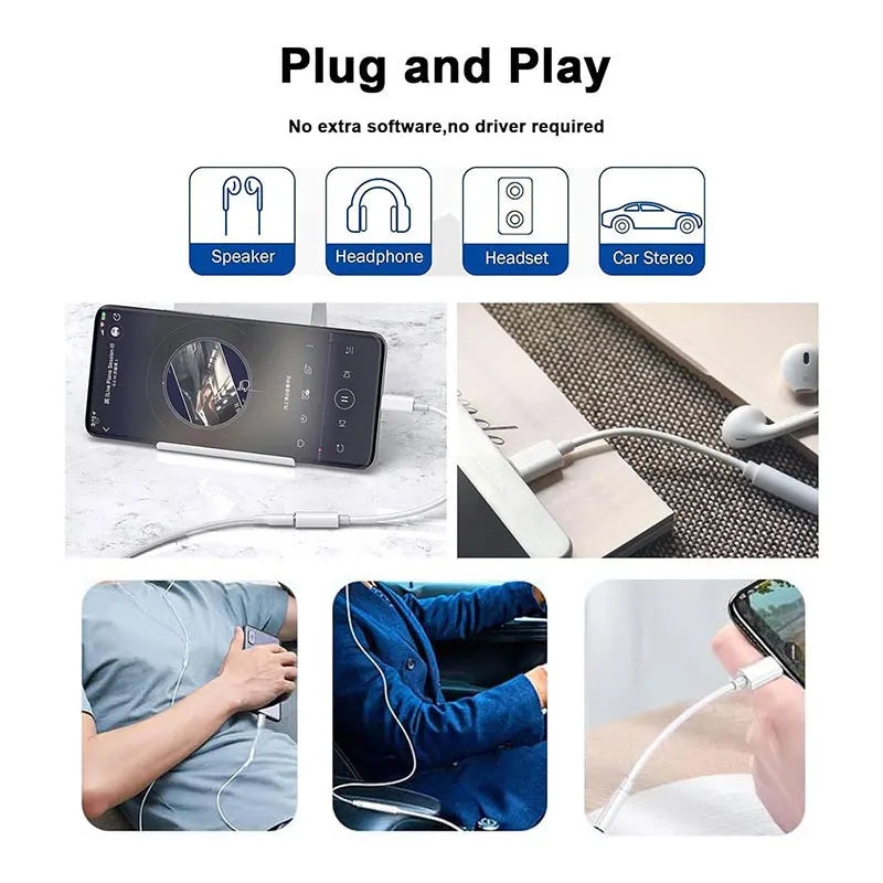 USB C to Audio Adapter,ype C to 3.5mm Female Headphone Jack Hi-Res DAC Cable, Digital Audio Adaptor Dongle Earphone Cable Conver