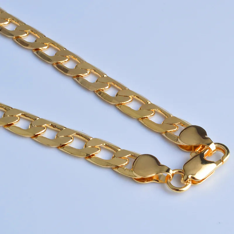Special offer 18K gold Necklaces 925 Stamp Silver color Classic 8MM50CM sideways chain for Men woman fine Jewelrys Wedding party