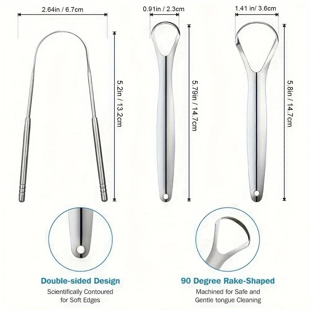 Stainless Steel Tongue Scrapers with Large Case, Tongue Scraper, Tongue Coating Scraper, Odorless,Exquisite gift box packaging