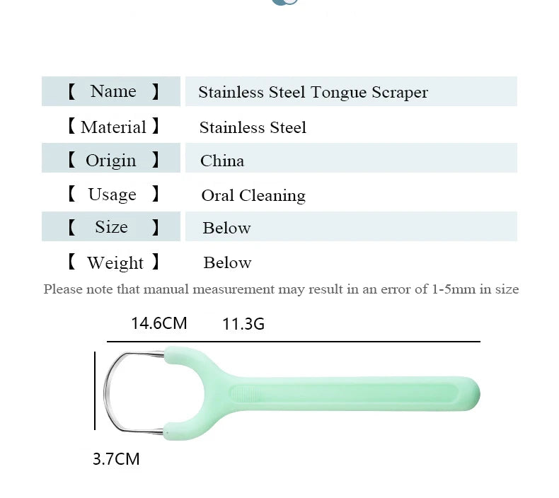 Stainless Steel Tongue Scraper Set For Adult Ergonomic Metal Tongue Cleaner Oral Brush U-shape Easy To Clean Reduce Bad Breath