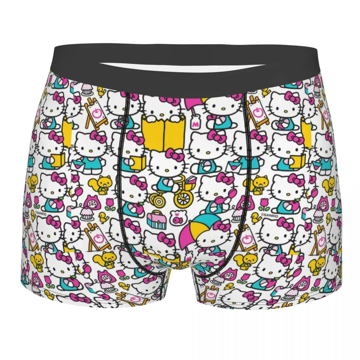 Custom Cartoon Cute Hello Cat Mangas Underwear Men Print Classical Boxer Shorts Panties Briefs Breathable Underpants