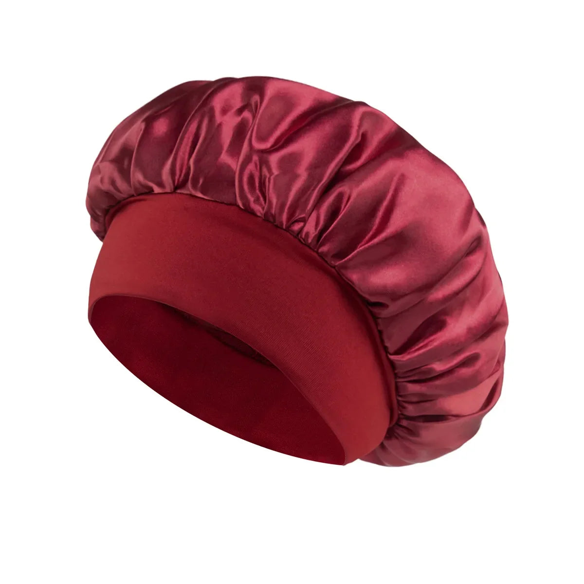 Satin Sleep Bonnet – Wide-Brim Hair Care Hat with Elastic Band