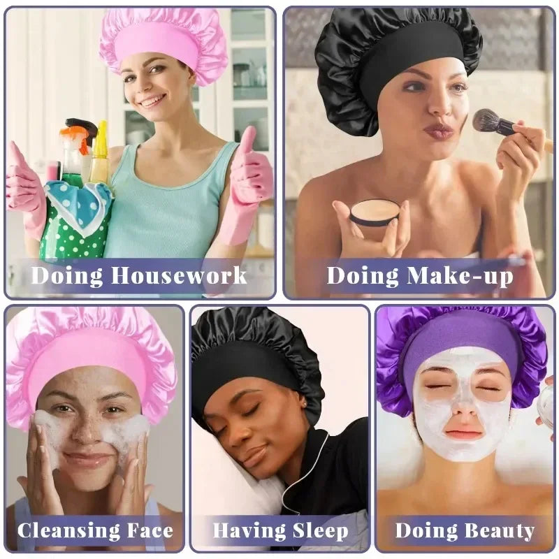 Satin Silk Sleep Bonnet – Hair Wrap Cap for Long & Curly Hair