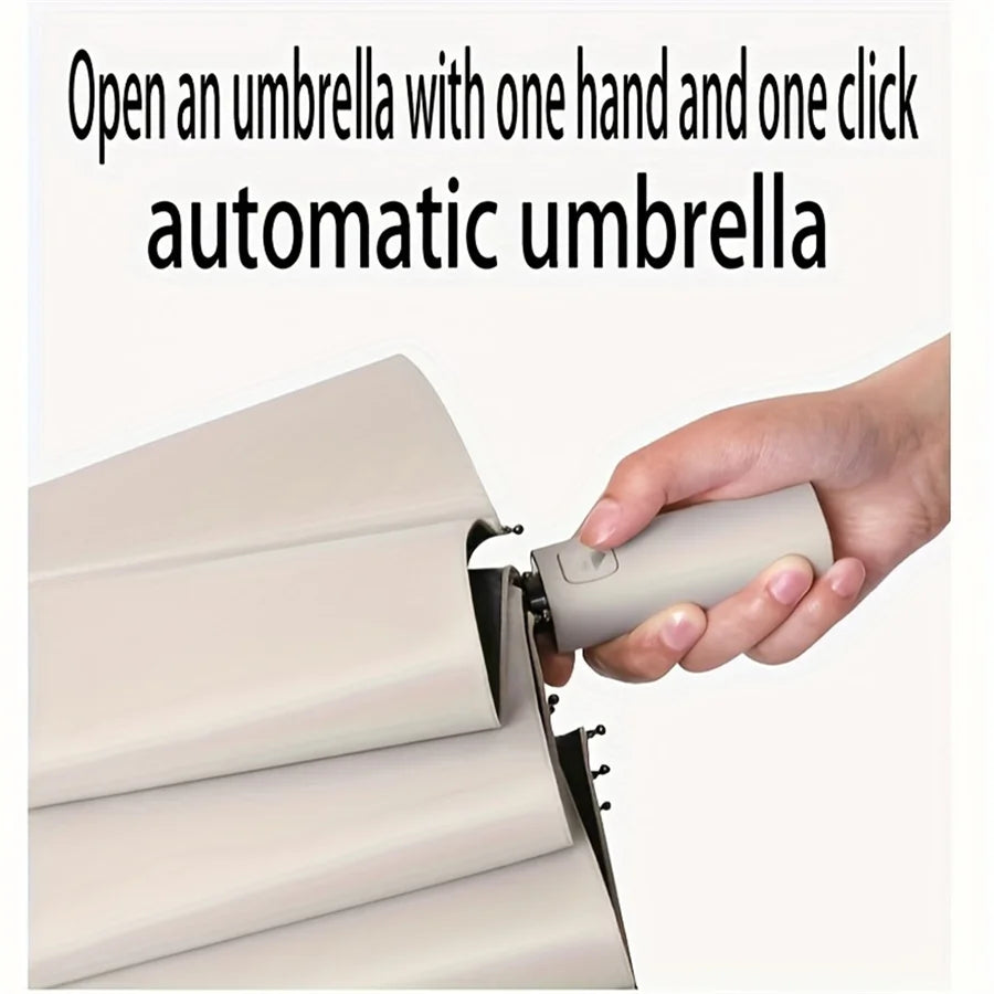 12-Bone Auto-Open Folding Umbrella – UV & Wind Resistant