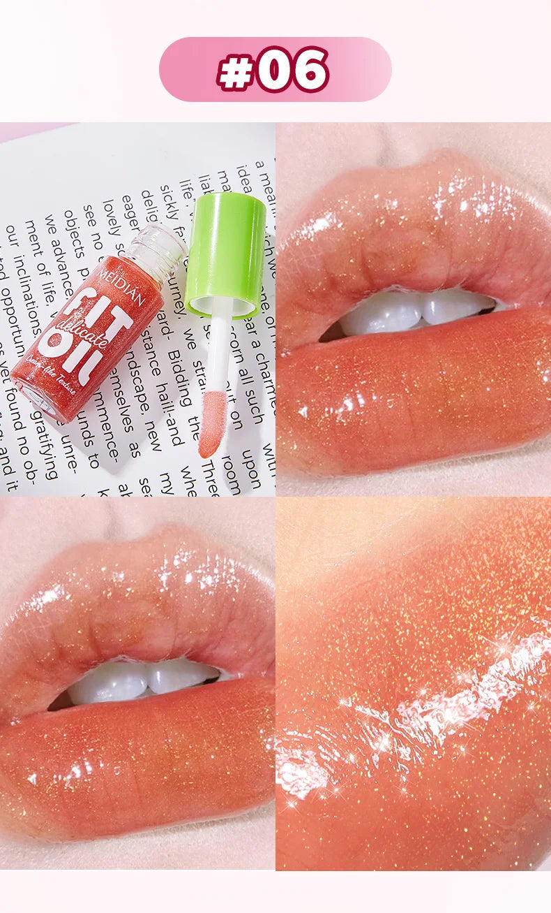 6-pack moisturizing and brightening lip oil set, berry color, waterproof and sweat proof, ideal Christmas gift for girls