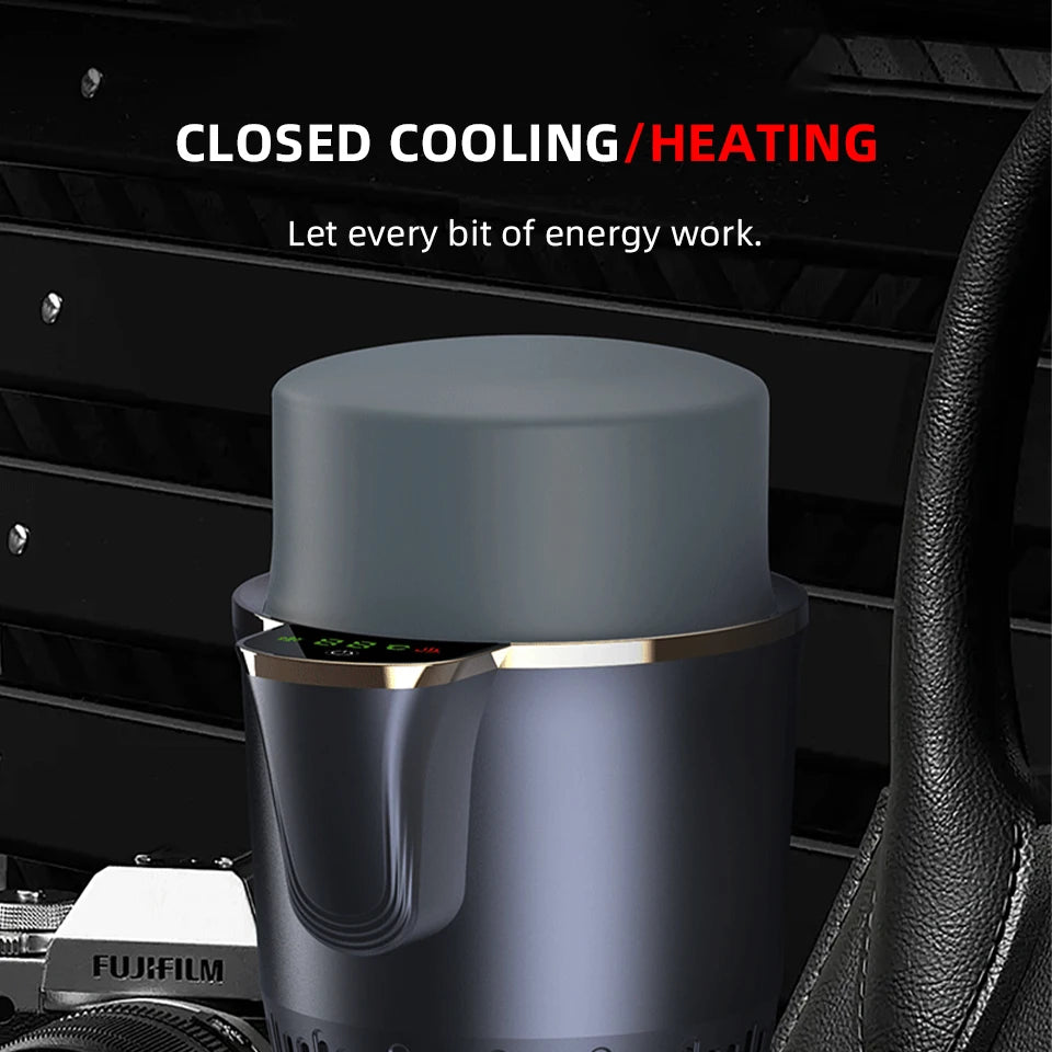 2 in 1 Smart Car Home Thermo Electric Cup Fast Cooling Heating Drink Warmer Cooler Large Screen Big Buttons 12V Plug and Play
