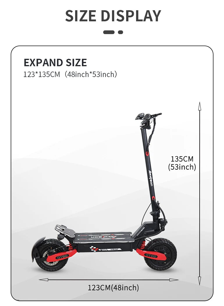 Arwibon GT06Plus Adult Electric Scooter,Speed up to 35MPH, 52V23.4AH ,11 Inch Off-Road Tires, Foldable Sports Commuter E-Scooter