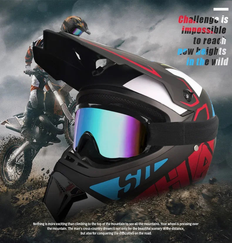 Kids Off-Road Champion Helmet DOT Certified Full Face MX & Dirt Bike Helmet w/ Goggles