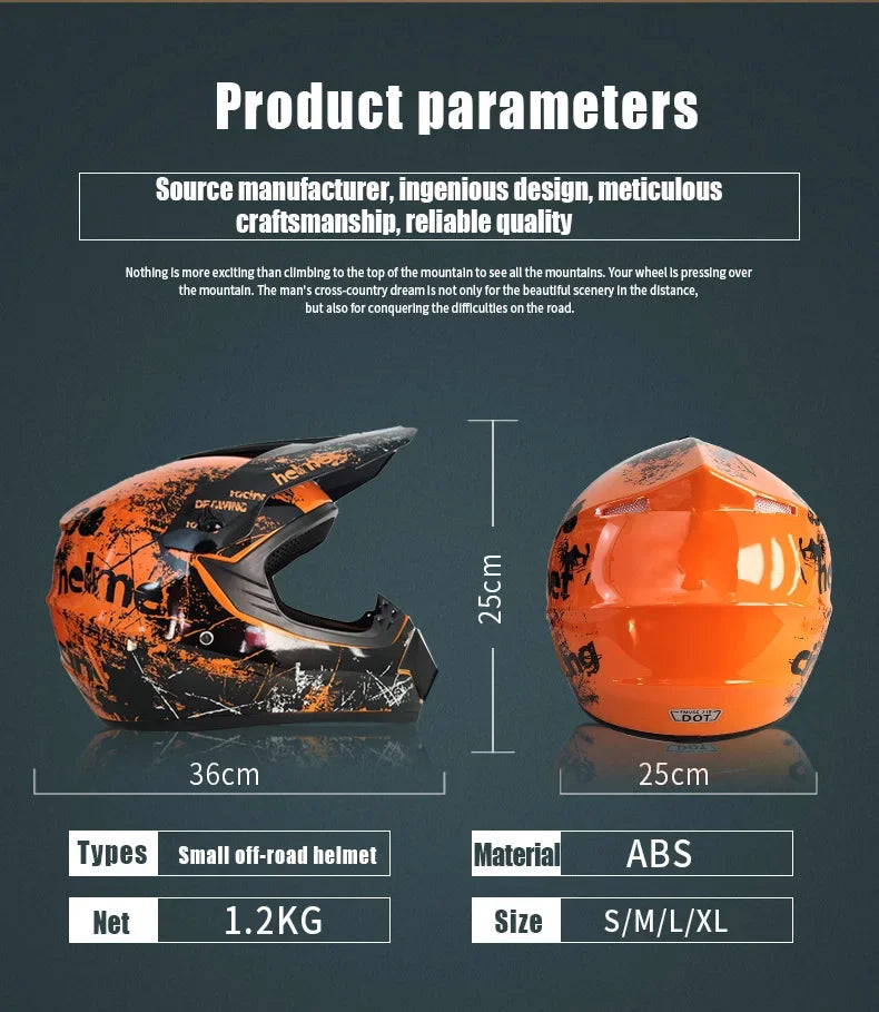 Kids Off-Road Champion Helmet DOT Certified Full Face MX & Dirt Bike Helmet w/ Goggles