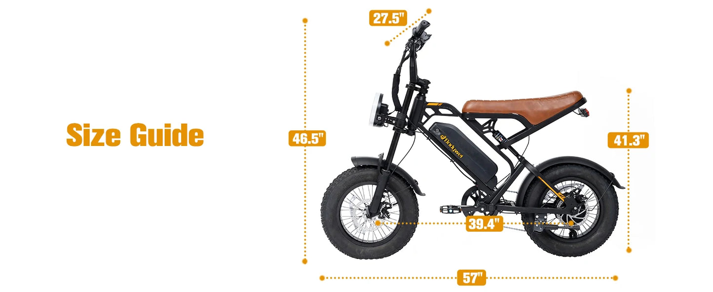 Bodywel M16 Fat Tire Electric Bike 1500W Peak Motor 16" x 4.0 Off-Road E-Bike 40 Mile Range Removable Battery Electric Bicycle
