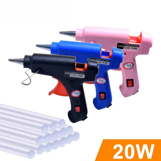 20W Hot Melt Glue Gun DIY Mini Household Industrial Guns Heat Temperature Thermo EU Electric Repair Tool Use 7mm Glue Sticks