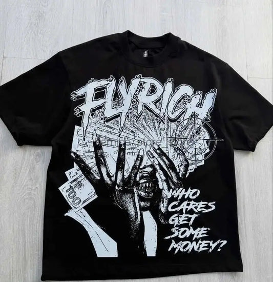 Y2k Harajuku Streetwear Men's New Summer Fashion Short Sleeved Cartoon Print Design Shirt Retro Hip Hop Trend Oversized T-Shirt