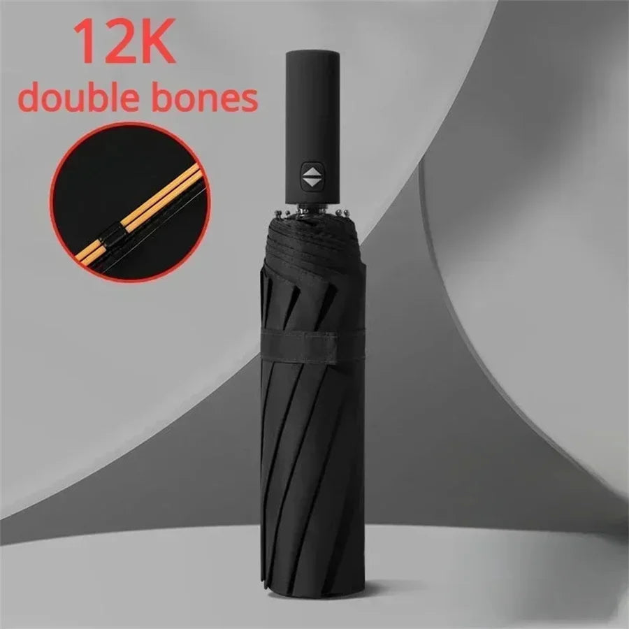 12-Bone Auto-Open Folding Umbrella – UV & Wind Resistant