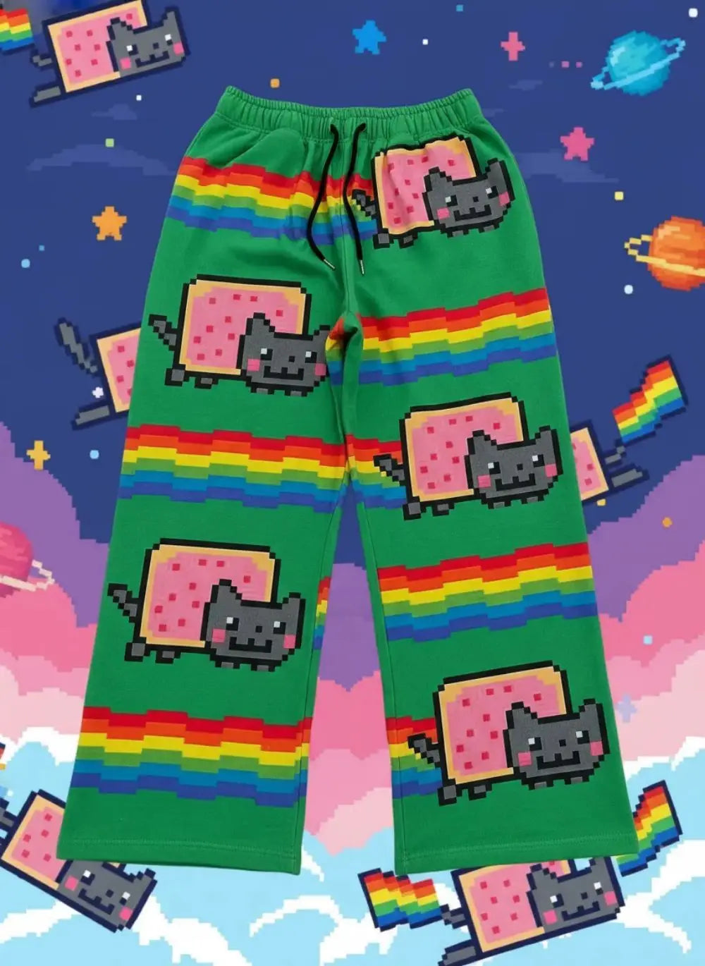 Nyan Cat Sweatpants Y2k Pants Baggy Men Elastic Waist American Streetwear Hip Hop Vintage Joggings Casual Pants Men Clothing