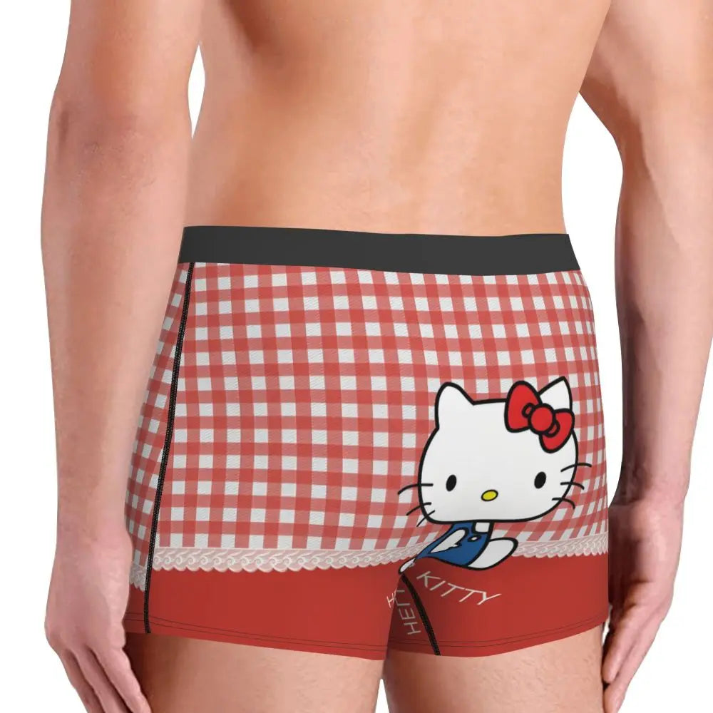 Custom Cartoon Cute Hello Cat Mangas Underwear Men Print Classical Boxer Shorts Panties Briefs Breathable Underpants