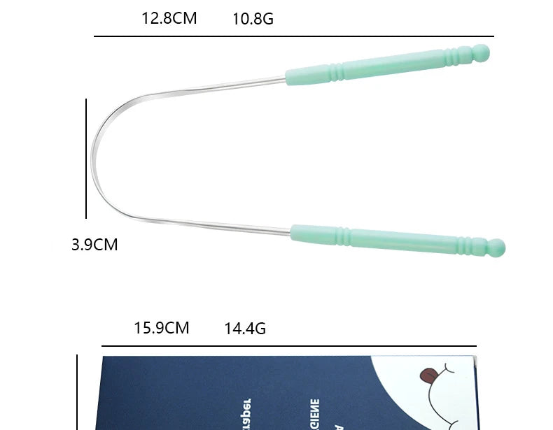 Stainless Steel Tongue Scraper Set For Adult Ergonomic Metal Tongue Cleaner Oral Brush U-shape Easy To Clean Reduce Bad Breath